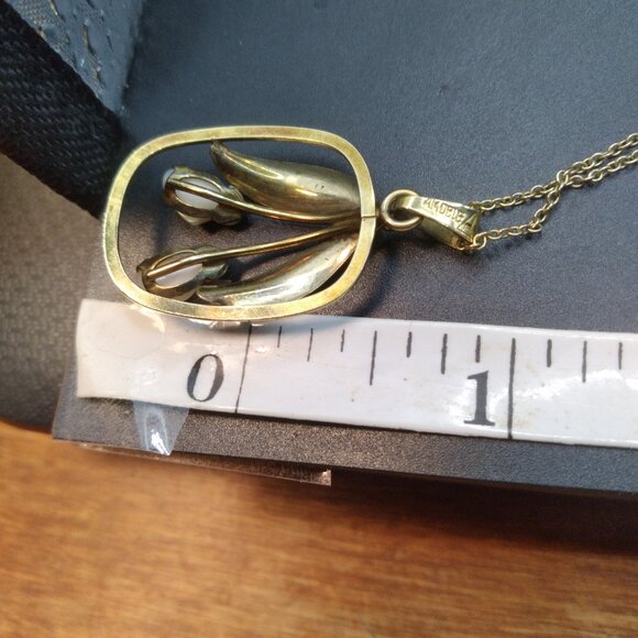Vintage AM Double TEKA Theodor Klotz Gold Plated Flower Pendant Pearls  Necklace - Picture 2 of 6